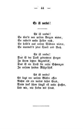 Es ist vorbei!