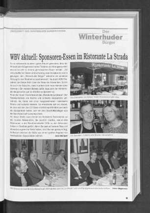 WBV aktuell: Sponsoren-Essen im Ristorante La Strada