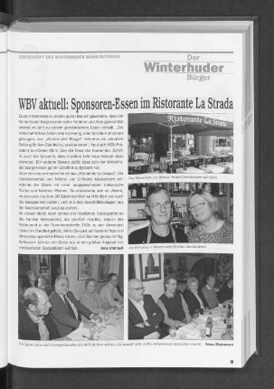 WBV aktuell: Sponsoren-Essen im Ristorante La Strada
