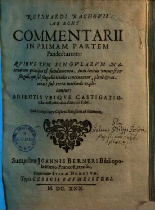 Commentarii in primam partem Pandectarum