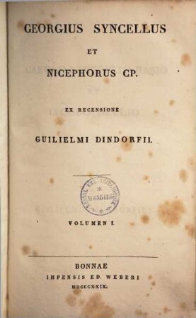 Georgius Syncellus et Nicephorus CP.. 1