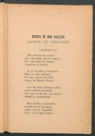 Dichos de una gallega : Amante de Cocoliche