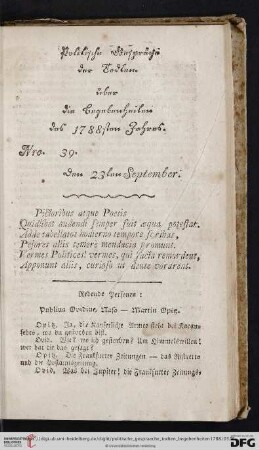 Nro. 39. Den 23ten September