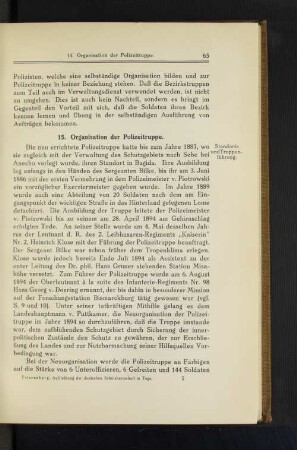 15. Organisation der Polizeitruppe.