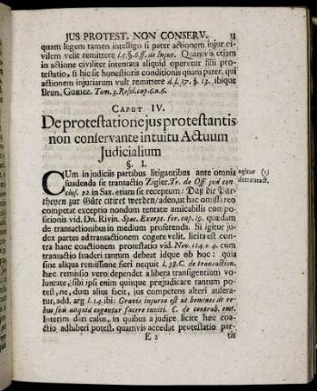 Caput IV. De protestatione jus protestantis non conservante intuitu Actuum Judicialium.