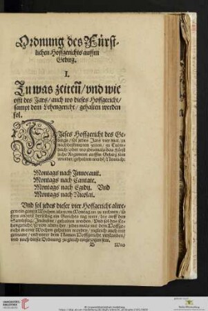 Ordnung des Fürstlichen Hoffgerichts auffm Gebirg (I. - XLVII.)
