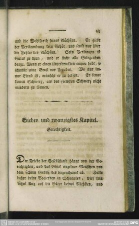 Sieben und zwanzigstes Kapitel. Gerechtigkeit