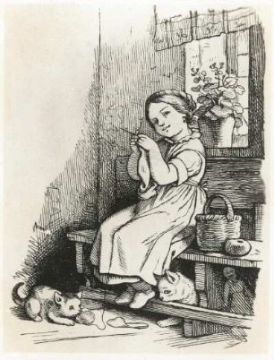 Richter, Ludwig: Flinkes Mädchen. Illustration aus der Folge "Voer de Goern" zu K. Groth. 1858. Holzschnitt; 92 x 69 mm. Dresden: Kupferstich-Kabinett