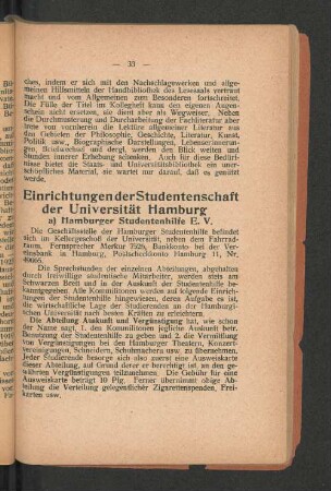a) Hamburger Studentenhilfe E. V.