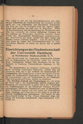 a) Hamburger Studentenhilfe E. V.