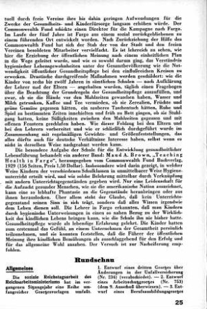 Die soziale Reichstagsarbeit des Reichsarbeitsministeriums [Allgemeines]
