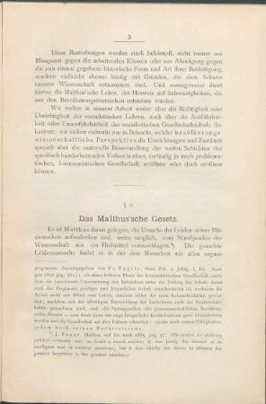 § 2. Das Malthus'sche Gesetz.