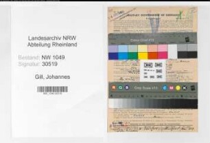 Entnazifizierung Johannes Gill , geb. 11.10.1886 (Bahninspektor)