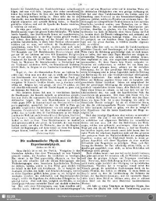 Die mathematische Physik und die Experimentalphysik (Schluss aus Nr. 16)