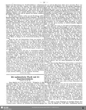 Die mathematische Physik und die Experimentalphysik (Schluss aus Nr. 16)