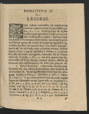 Exercitatio VI. De Legibus.