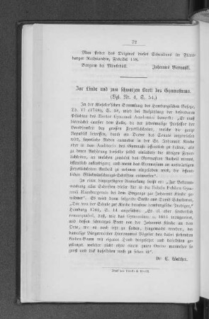 Zur Linde und zum schwarzen Brett des Gymnasiums. : (Vgl. Nr. 4, S. 54.)