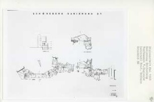 Sanierung Schöneberg, Berlin-Schöneberg (Diplomarbeit bei Kurt Dübbers): Grundriss Erdgeschoss, 1. Obergeschoss und Schnitt 1:200
