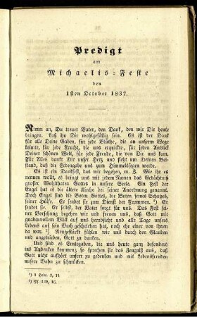 Predigt am Michaelis-Feste den 1sten October 1837