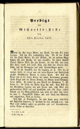 Predigt am Michaelis-Feste den 1sten October 1837