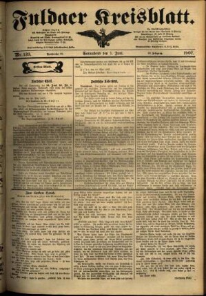 Erste Ausgabe vom Samstag, den 01. Juni 1907.