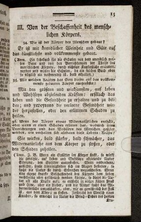 III. Von der Beschaffenheit des menschlichen Körpers.