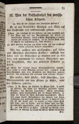 III. Von der Beschaffenheit des menschlichen Körpers.