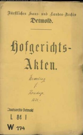 Wesseling, Arnd in Minden gegen Georg Krudup - Schuldforderung