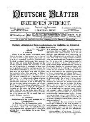 Goethes pädagogische Grundanschauungen im Verhältnis zu Rousseau