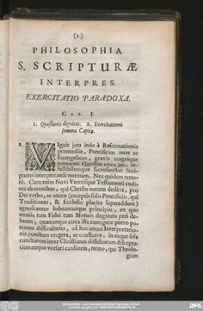 Philosophia S. Scripturae Interpres. Exercitatio Paradoxa.