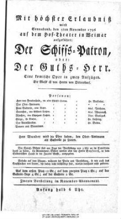 Der Schiffs=Patron, oder: Der Guths=Herr