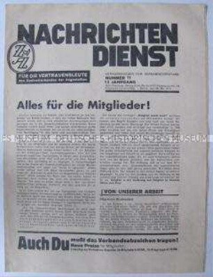 Mitteilungsblatt für Funktionäre des Zentralverbandes der Angestellten "Nachrichtendienst"