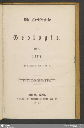 7.1882(1884): Die Fortschritte der Geologie
