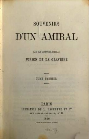 Souvenirs d'un amiral, 1