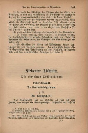 Siebenter Abschnitt. Die einzelnen Obligationen.