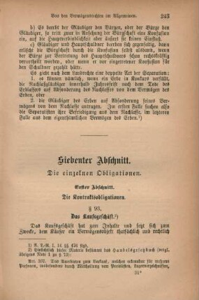Siebenter Abschnitt. Die einzelnen Obligationen.