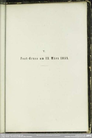 V. Fest - Gruss am 13. März 1855