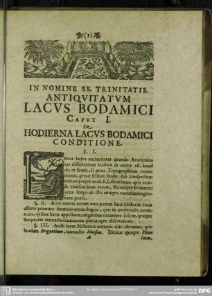 Caput I. De Hodierna Lacus Bodamici Conditione