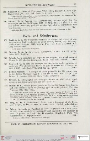 Buch- und Schriftwesen (Nr. 370 – 414)