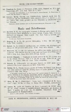 Buch- und Schriftwesen (Nr. 370 – 414)