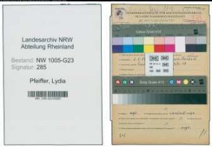 Entnazifizierung Lydia Pfeiffer , geb. 02.05.1909 (Schneiderin)