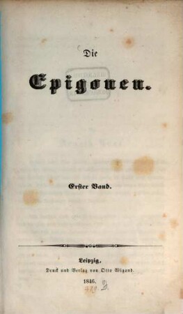 Die Epigonen. 1, 1. 1846