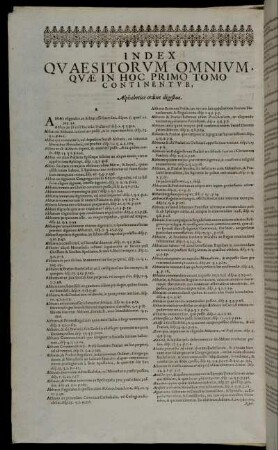 Index Quæsitorum Omnium Quæ In Hoc Primo Tomo Continentur.