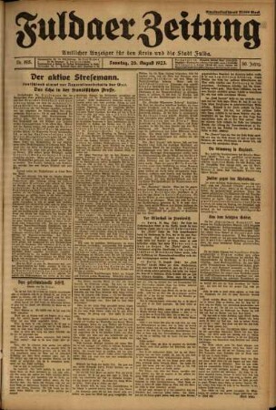 Erste Ausgabe vom Sonntag, den 26. August 1923.