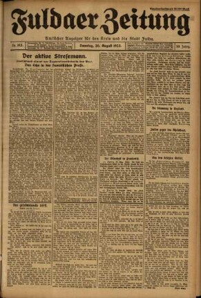 Erste Ausgabe vom Sonntag, den 26. August 1923.
