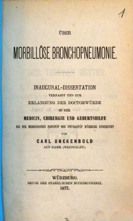 Über morbillöse Bronchopneumonie : Inaug.-Diss.
