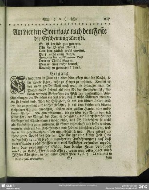 Am vierten Sonntage nach dem Feste der Erscheinung Christi