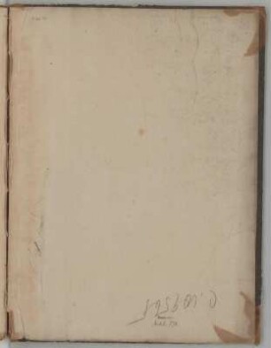 "DES PONTS.", hinterer Buchdeckel : Buchdeckel, hinterer, Innenseite mit Signatur der Sächsischen Landesbibliothek Dresden, 18. Jh. Papier & Leder. 47,6 x 36 cm.