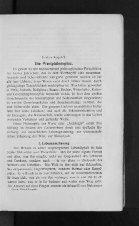 I. Lebensanschauung.