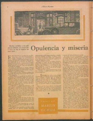 Opulencia y miseria : Cuento por Martín Ochoa